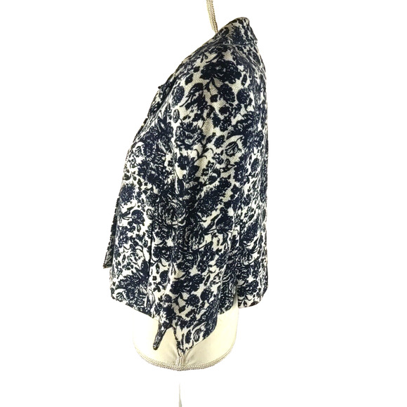 Talbot's Petite Women's Jacket Size 2 Black White Lined Short Snaps - Picture 3 of 8